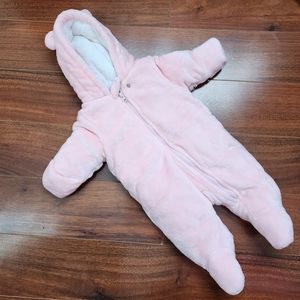 New. Wonder Nation Baby Girl Plush Snowsuit